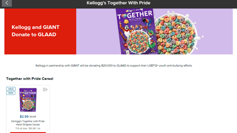 Giant Co. 'Kellogg's Together with Pride' Landing Page